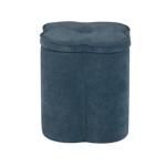 Navy Chenille Flower Storage Ottoman