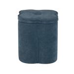 Navy Chenille Flower Storage Ottoman