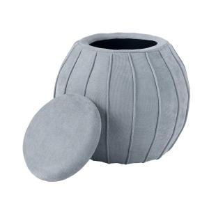 Gray Rounded Oval Storage Ottoman
