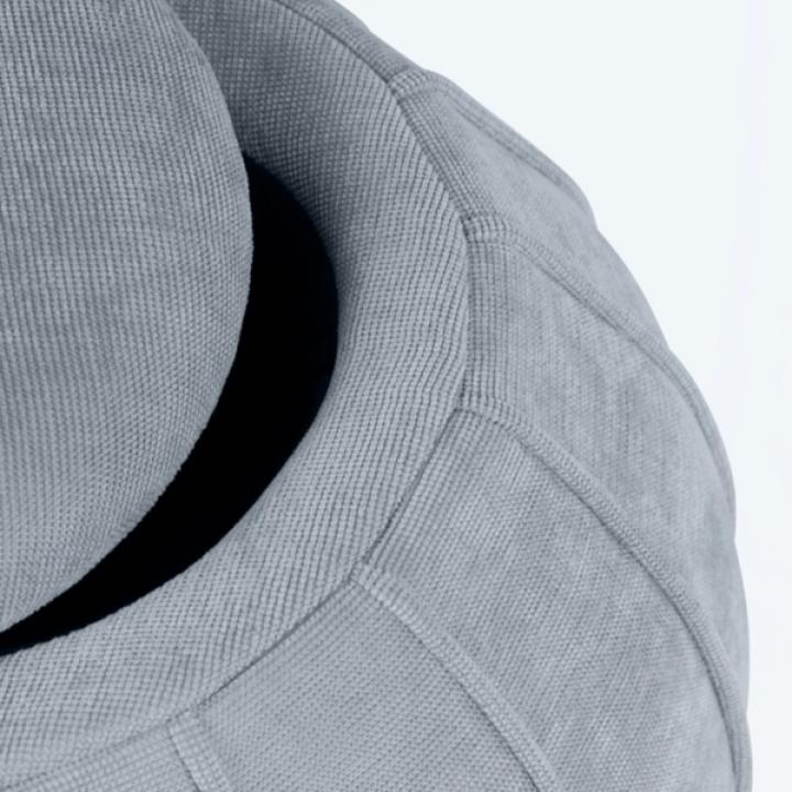 Gray Rounded Oval Storage Ottoman