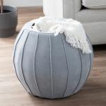 Gray Rounded Oval Storage Ottoman