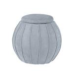 Gray Rounded Oval Storage Ottoman