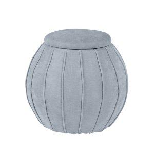 Gray Rounded Oval Storage Ottoman