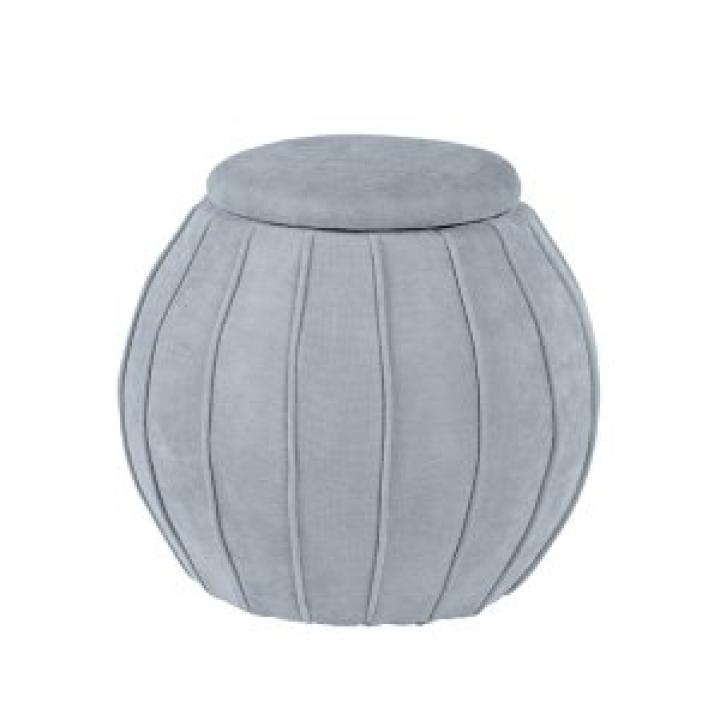 Gray Rounded Oval Storage Ottoman