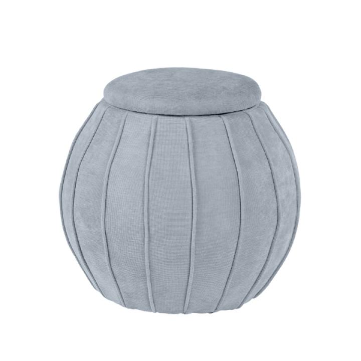 Gray Rounded Oval Storage Ottoman