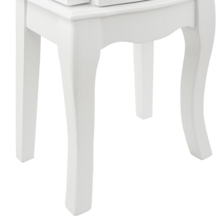 White Wood 4-Drawer Elena Jewelry Armoire