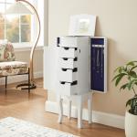 White Wood 4-Drawer Elena Jewelry Armoire