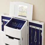 White Wood 4-Drawer Elena Jewelry Armoire