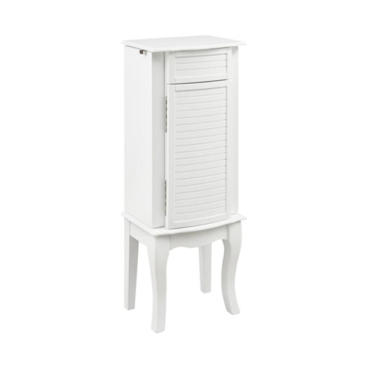 White Wood 4-Drawer Elena Jewelry Armoire