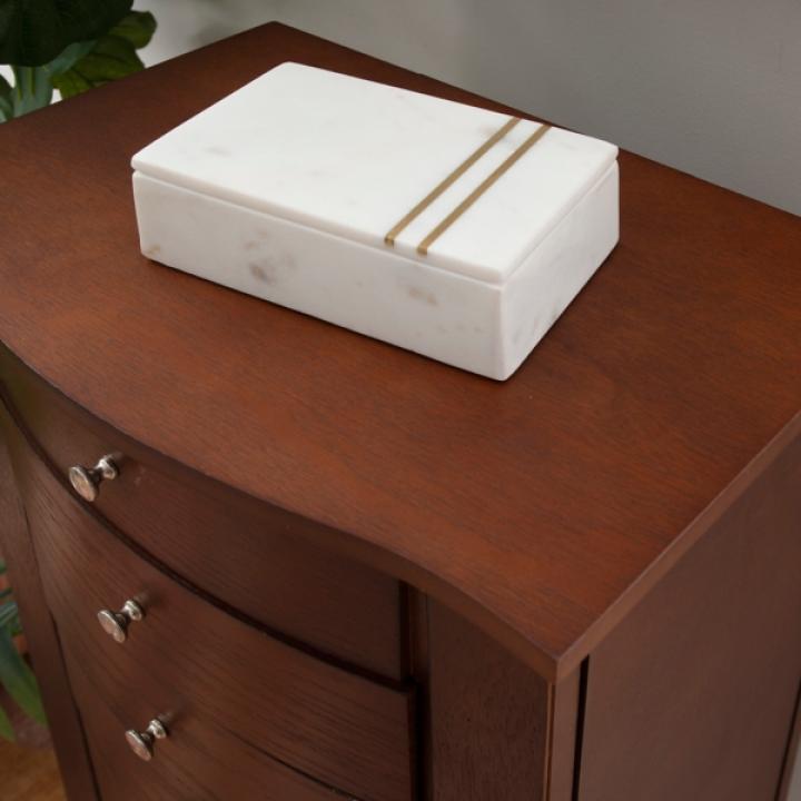 Walnut Wood 6-Drawer Maddie Jewelry Armoire
