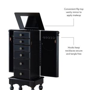 Black 5-Drawer Ollie Petite Jewelry Armoire