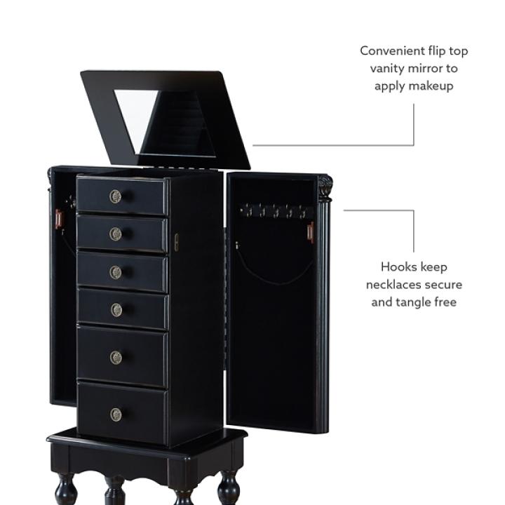 Black 5-Drawer Ollie Petite Jewelry Armoire