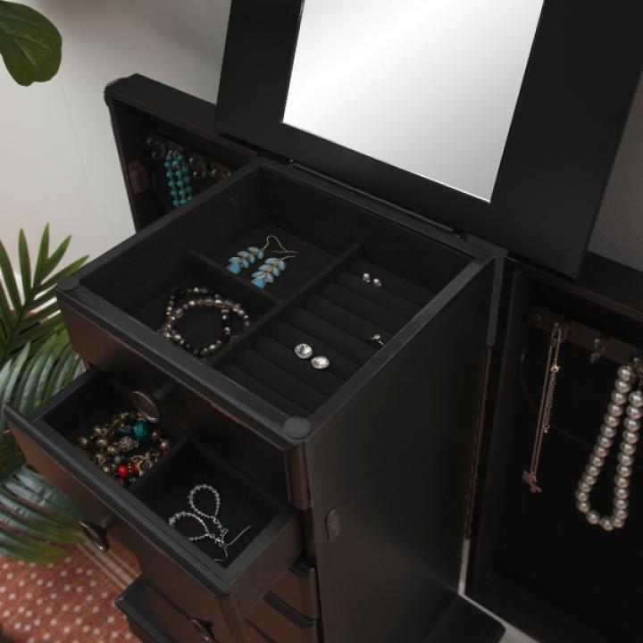 Black 5-Drawer Ollie Petite Jewelry Armoire