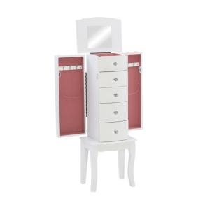 White 5-Drawer Jasmine Petite Jewelry Armoire