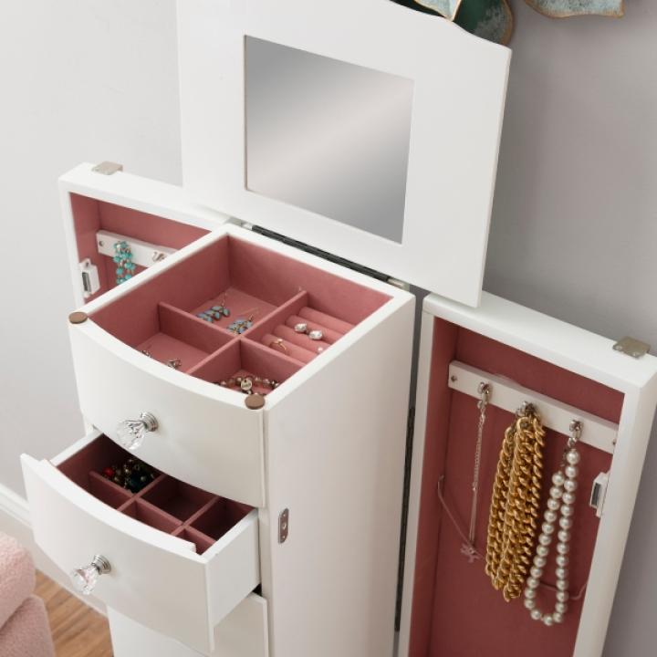 White 5-Drawer Jasmine Petite Jewelry Armoire