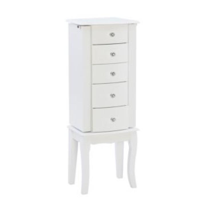 White 5-Drawer Jasmine Petite Jewelry Armoire