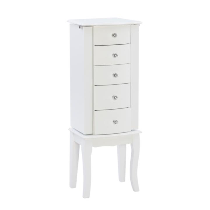 White 5-Drawer Jasmine Petite Jewelry Armoire
