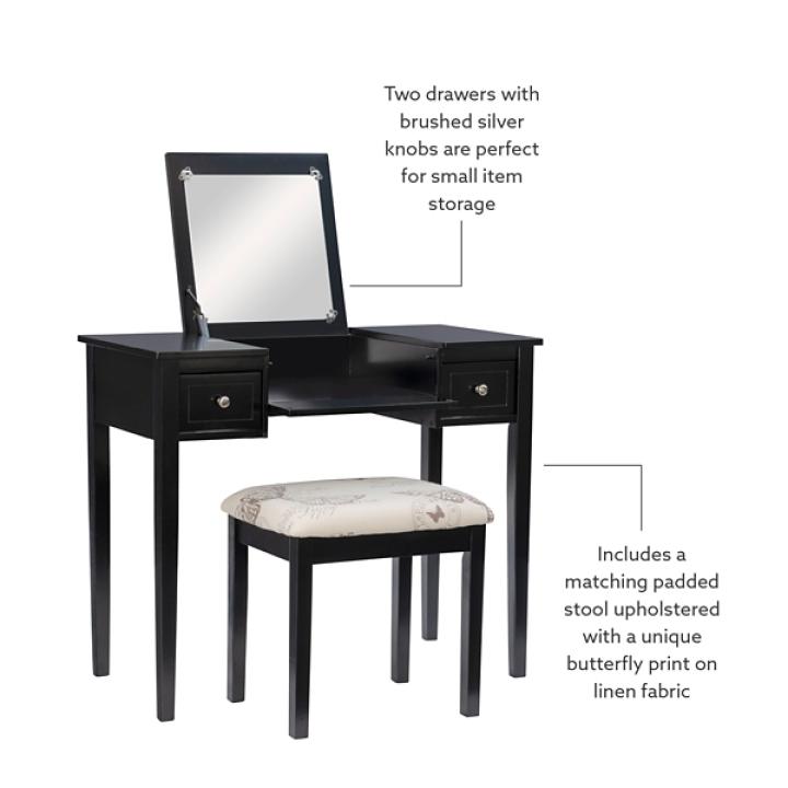 Black Virginia Butterfly 2-pc. Vanity Set