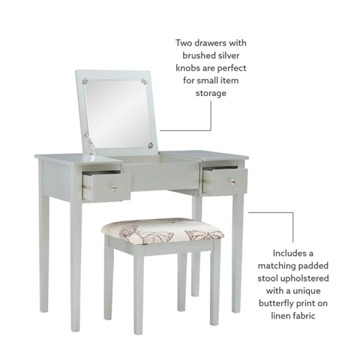 Silver Virginia Butterfly 2-pc. Vanity Set