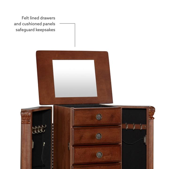 Cherry 5-Drawer Ollie Petite Jewelry Armoire