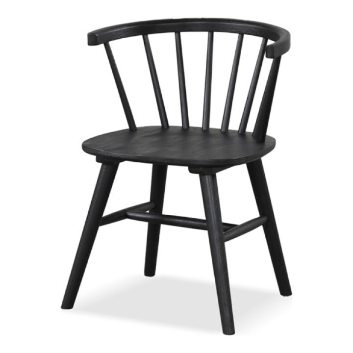 Black Wood Veneten Dining Chairs, Set of 2