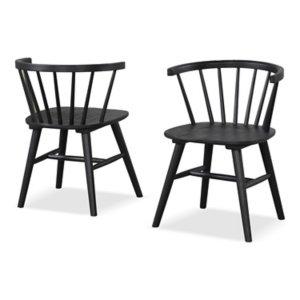 Black Wood Veneten Dining Chairs, Set of 2