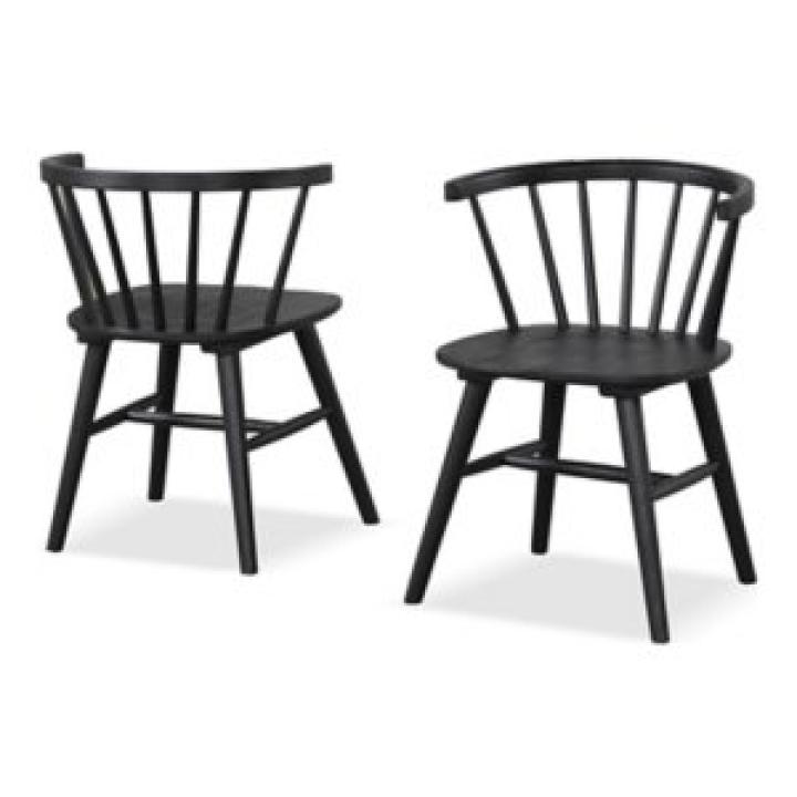 Black Wood Veneten Dining Chairs, Set of 2