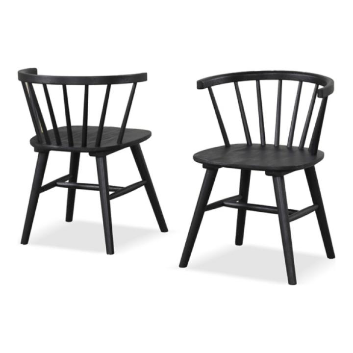 Black Wood Veneten Dining Chairs, Set of 2