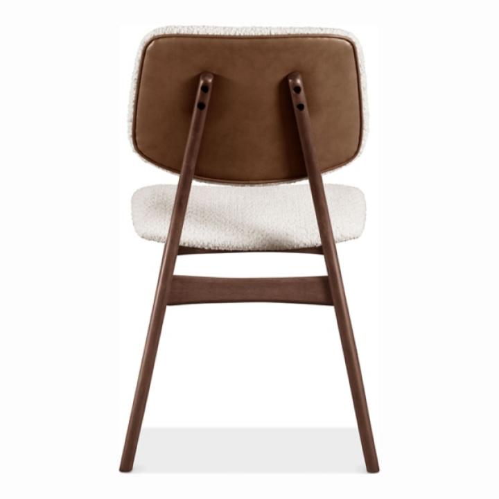 Ivory Boucle Walnut Aspen Dining Chairs, Set of 2