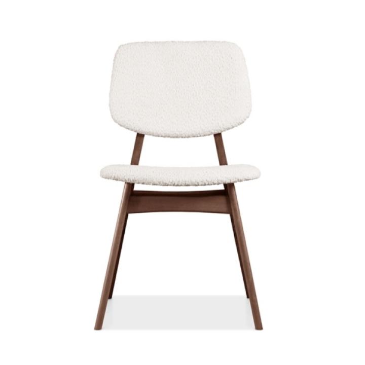 Ivory Boucle Walnut Aspen Dining Chairs, Set of 2