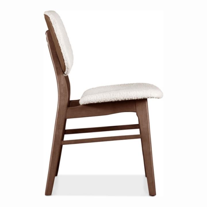 Ivory Boucle Walnut Aspen Dining Chairs, Set of 2
