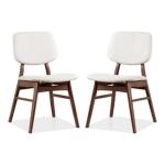 Ivory Boucle Walnut Aspen Dining Chairs, Set of 2