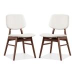 Ivory Boucle Walnut Aspen Dining Chairs, Set of 2