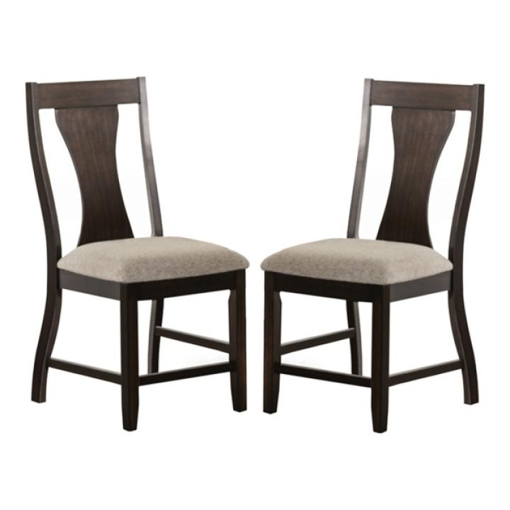 Upholstered Walnut Kix Dining Chairs, Set of 2