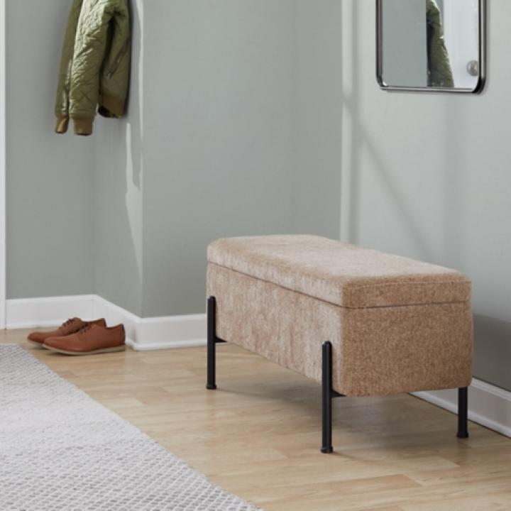 Brown Upholstered Daniella Storage Bench