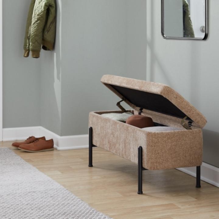 Brown Upholstered Daniella Storage Bench
