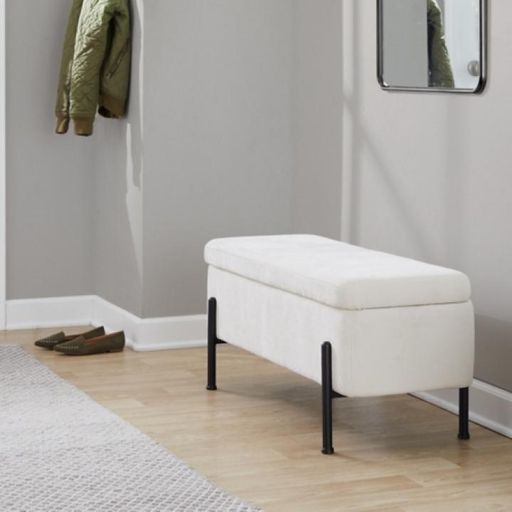 Ivory Upholstered Daniella Storage Bench