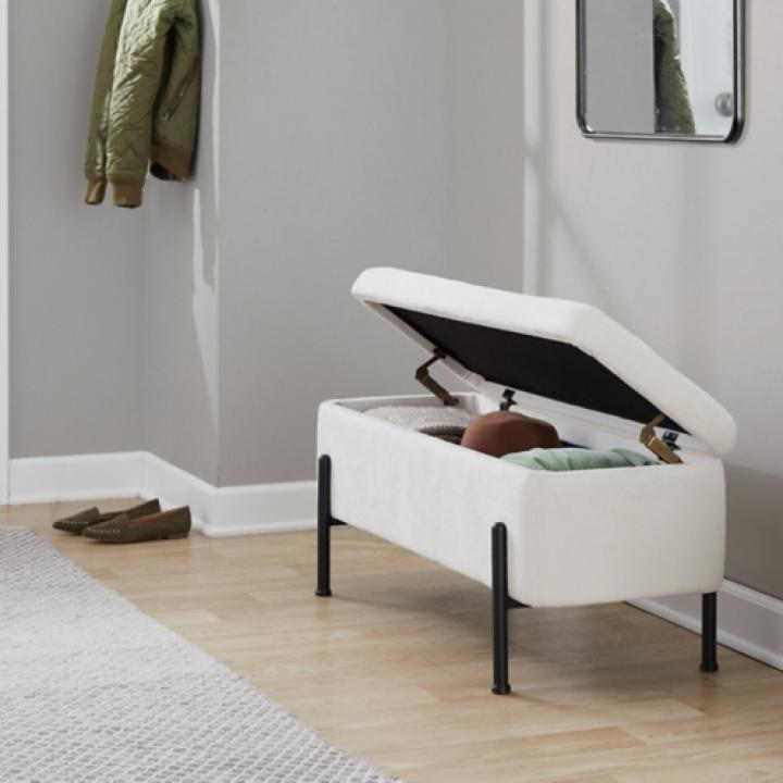 Ivory Upholstered Daniella Storage Bench