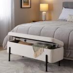 Ivory Upholstered Daniella Storage Bench