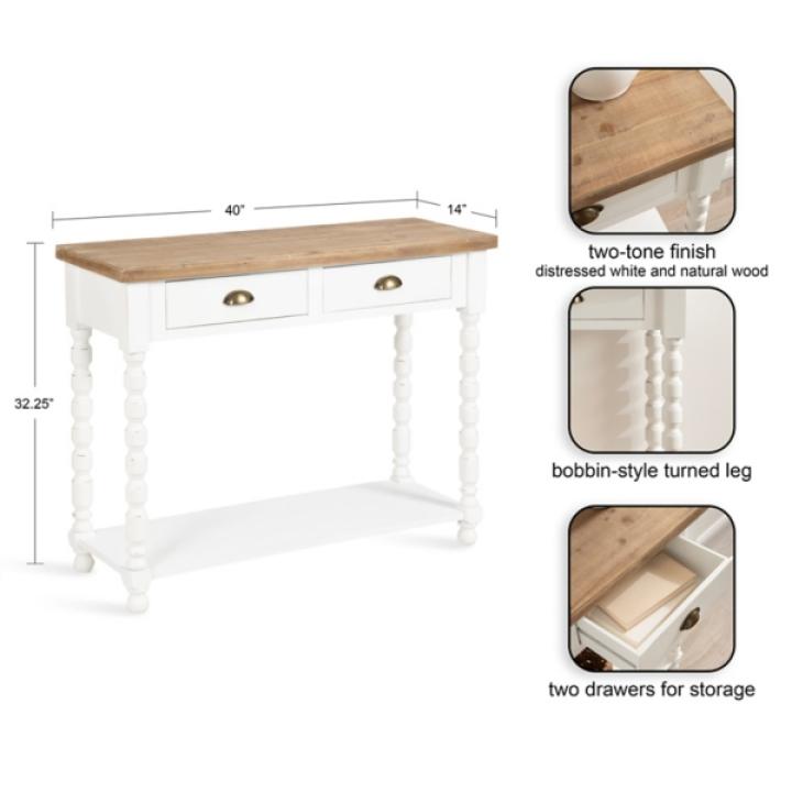 White Two-Tone Rutledge Console Table