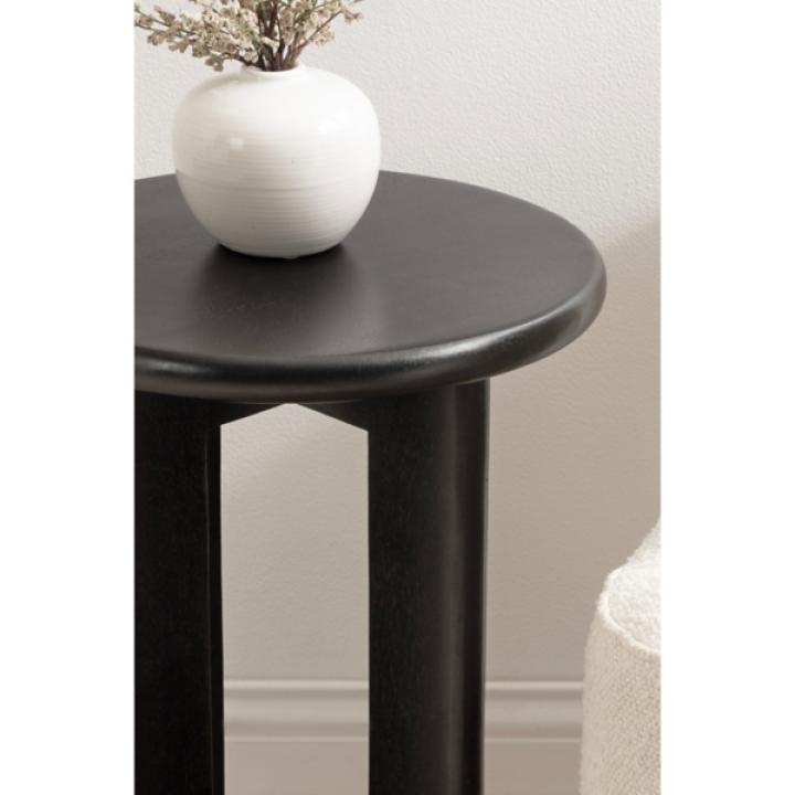 Black Wood Round Seebeck Accent Table