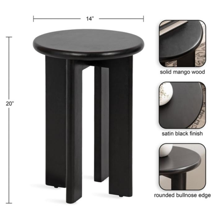Black Wood Round Seebeck Accent Table