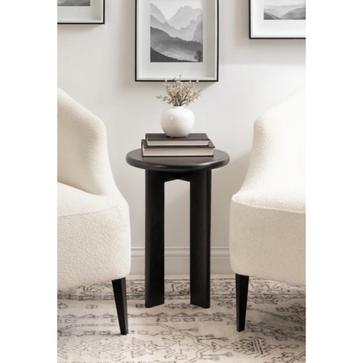 Black Wood Round Seebeck Accent Table