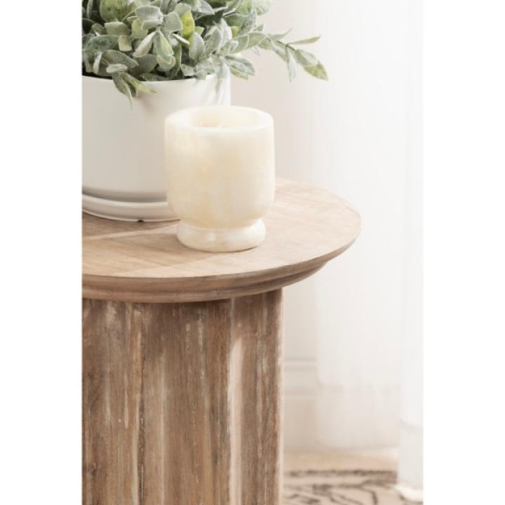 Natural Wood Scalloped Gierson Accent Table