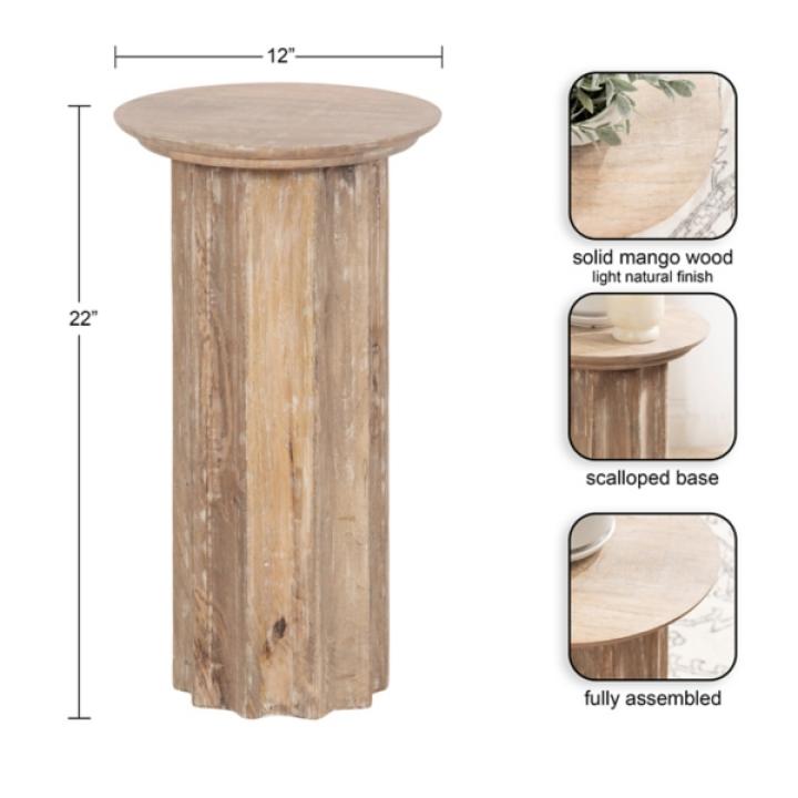 Natural Wood Scalloped Gierson Accent Table