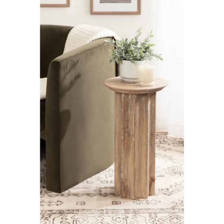 Natural Wood Scalloped Gierson Accent Table