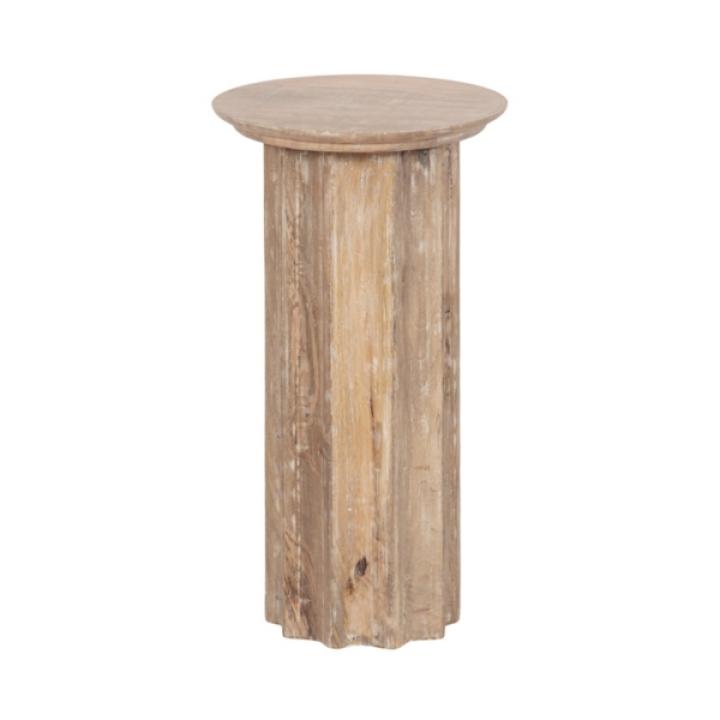 Natural Wood Scalloped Gierson Accent Table