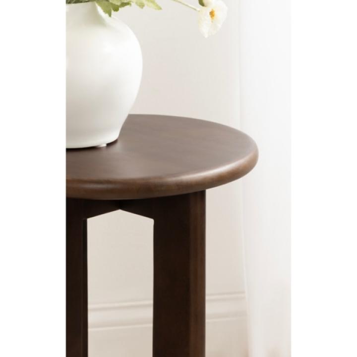 Dark Brown Wood Round Seebeck Accent Table