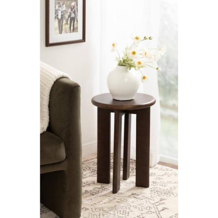 Dark Brown Wood Round Seebeck Accent Table