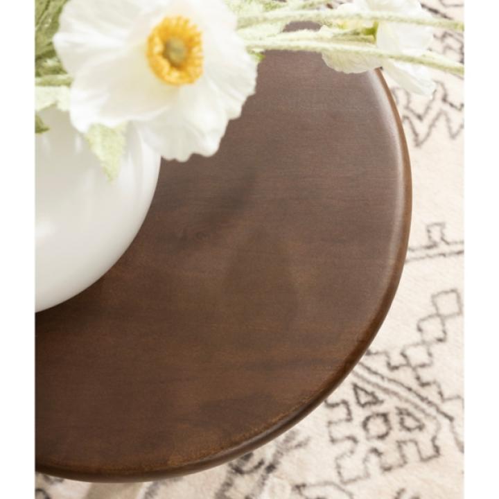 Dark Brown Wood Round Seebeck Accent Table